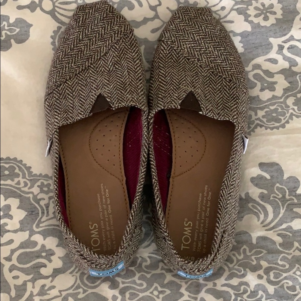 Toms 8.5 women’s brown tweed herringbone